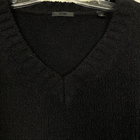 ATM Anthony Thomas Melillo Chenille V-Neck Sweater Black L Boxy Cropped Slouchy - Picture 7 of 10